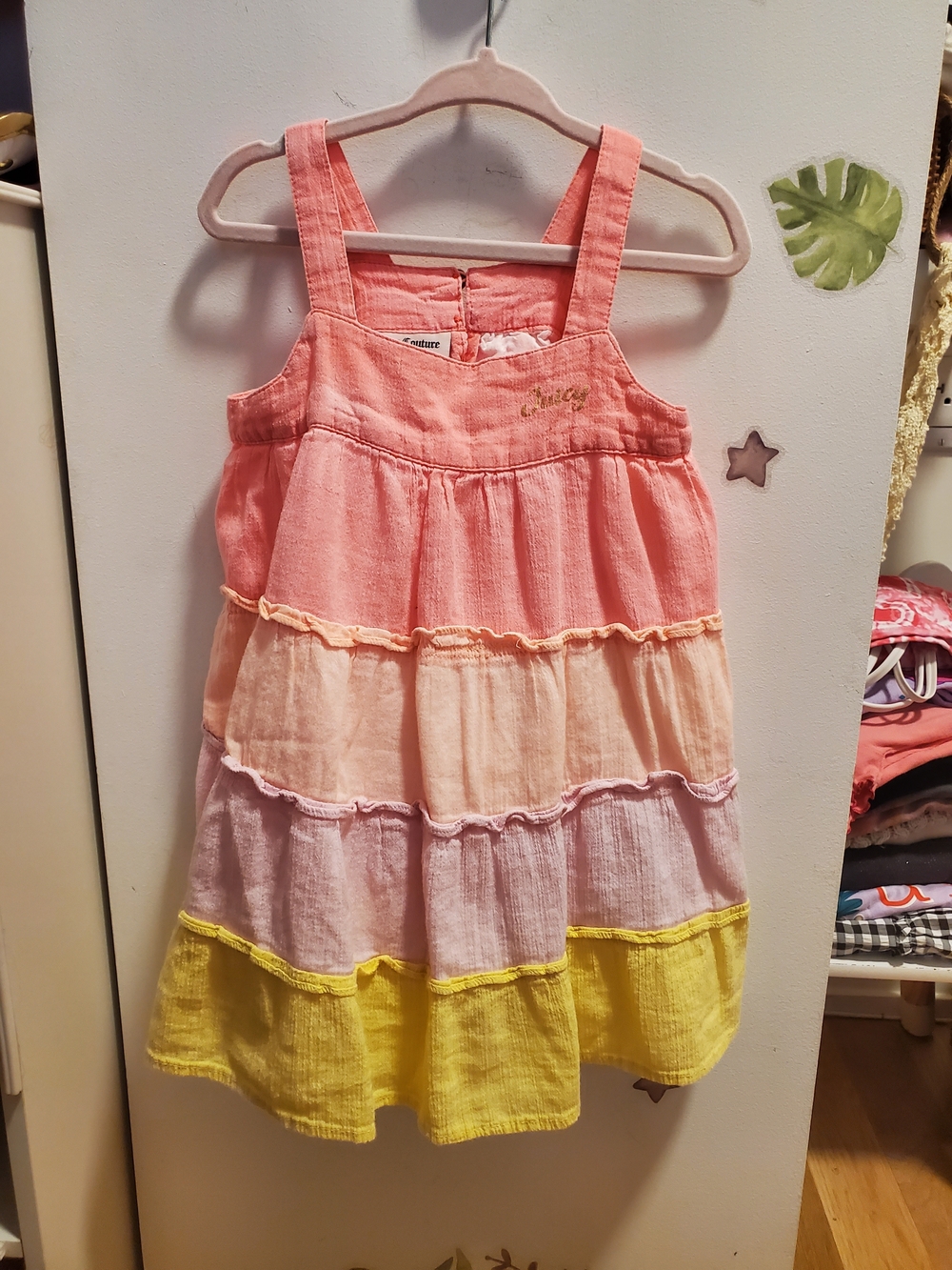 Juicy Couture Pink Peach Lavender Yellow Tiered Sundress for Kids